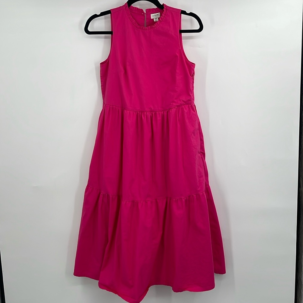 J. Crew Factory Hot Pink Sleeveless Tiered Midi Dress